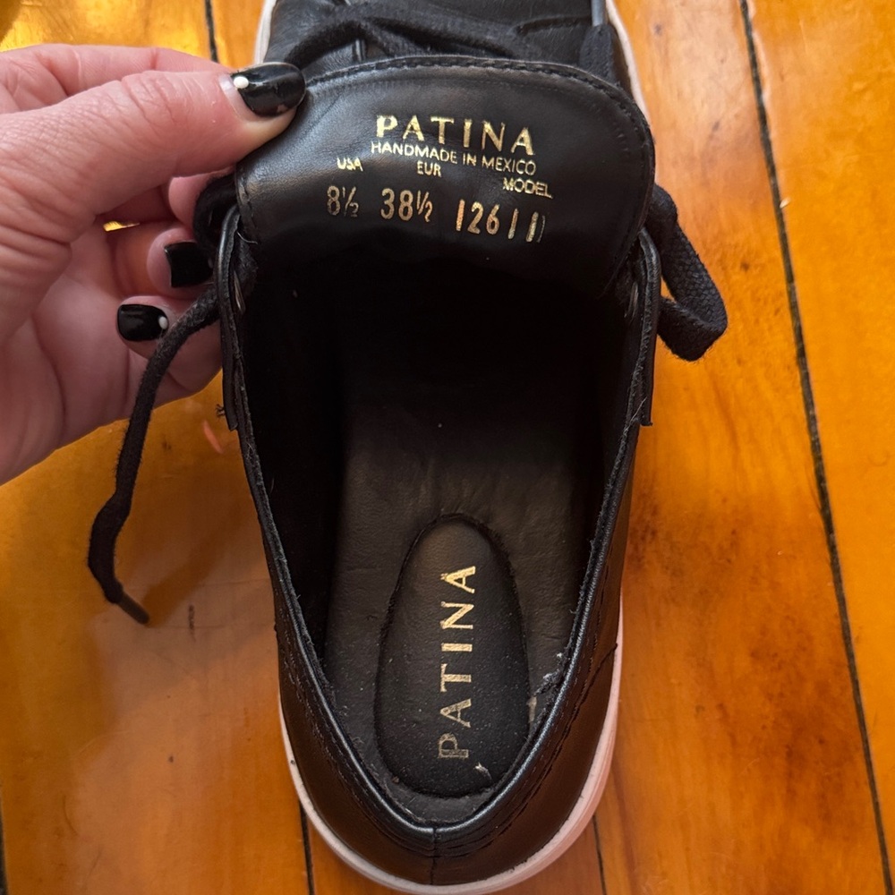 Patina Black Leather Sneakers women’s - Picture 2 of 7